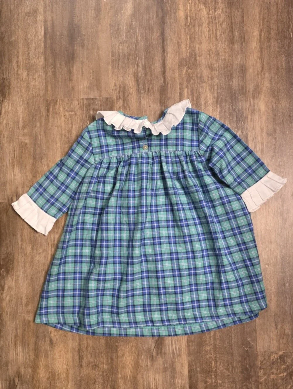 Shrimp And Grits 3t Christmas Green & Blue Plaid Dress Santa Smocked Brand